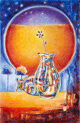 Die K&uuml;nstlerin Tosca Zaprianova, Die Welten, 36/56 cm., Oil, Preis: EUR 200